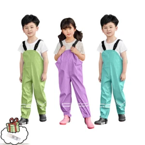Toddler Boys Girls Rain Dungarees Windproof Waterproof Mud Jumpsuit Clothes - Picture 1 of 21