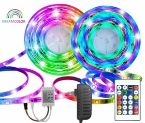 LED Dreamcolor Strip 10M 32.8FT RGBIC WS2811 Rooms TV Strip Lights Remote 5M Set - Picture 1 of 12
