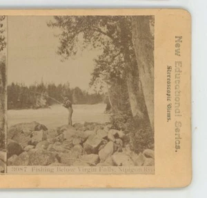 Fishing Below Nipigon River Ontario Canada Stereoview - Picture 1 of 2