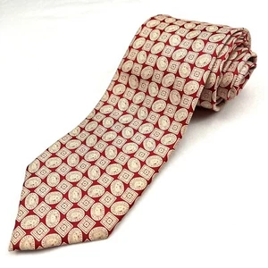 Harvey Ashton Men's Silk Tie Necktie Made in England Classic Red Geometric Rare - Picture 1 of 7