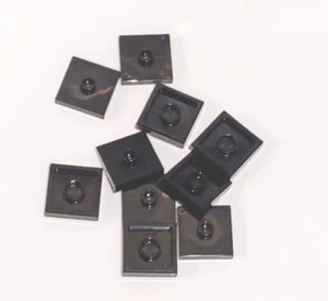 LEGO BLACK PLATE 2x2 w/ JUMPER STUD LOT / SIZE 2x2 / QTY 10x / Part #87580 - Picture 1 of 2