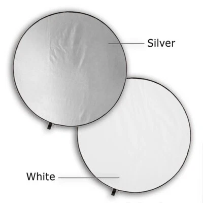 Fotodiox 42in (100cm) 2-in-1 Collapsible Round Reflector Disc - Silver/White - Image 1 of 2