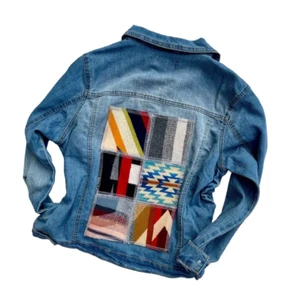 New - Womens M - L - XL - Classic Denim Jacket with Patchwork Pendleton® Wool - Picture 1 of 12