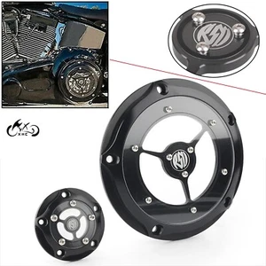 Clear RSD Black 5-Hole Derby Timer Timing Cover For Harley Touring Softail Dyna - Picture 1 of 14