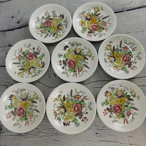 VTG Set of 8 Garden Bouquet Windsor Ware Saucer England Floral Ceramic 5.5" - Picture 1 of 14