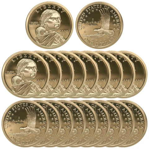 2003 S Native American Sacagawea Dollar Gem Deep Cameo Proof Roll 20 US Coins Cover