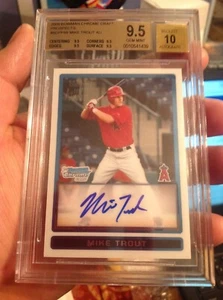 ~ HIGH END +TRUE GEM+ QUAD BGS 9.5 WITH 10 AUTO MIKE TROUT BOWMAN CHROME 2009 RC - Picture 1 of 6