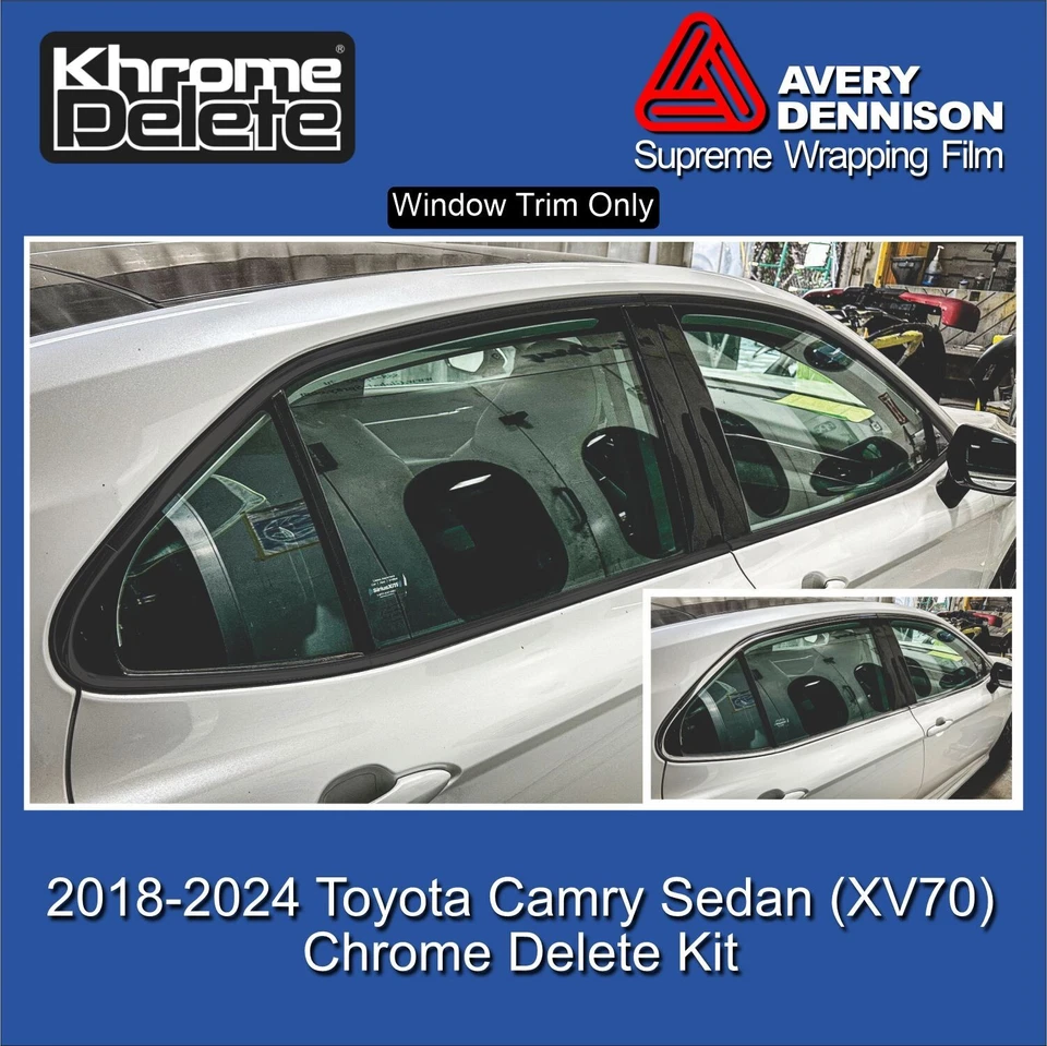 Хромированная виниловая пленка для удаления подходит для Toyota Camry (XV70) 2018_2024 годов выпуска глянцевая черная - Изображение 1 из 4