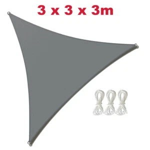 Sonnenschutz HDPE 3x3x3m Grau dreieckig robust reißfest wasserdurchlässig - Bild 1 von 4
