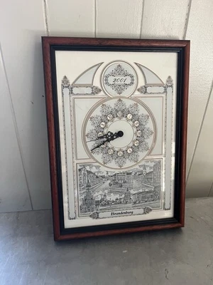 Wall Clock 2001 Bexon Timber wood Framed gold fused glass Brandenburg limited ed - image 1 of 4