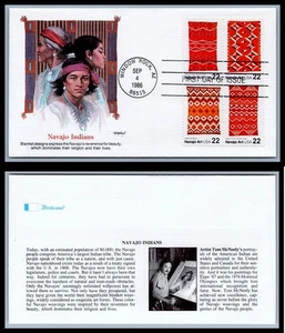 US FDC # 2235-2238 22c Navajo Weaving  Fleetwood  L.Cancel 1986, 9Q2836 - Picture 1 of 1