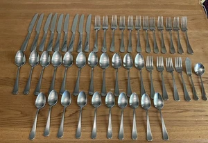 Gourmet Basics Mikasa Satin Symmetry Sincerity 48 Pieces 18/0 Stainless Flatware - Picture 1 of 11