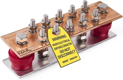 Wall Mounted Copper Ground Bar Kit .157" X 2.36" X 7.87" Bus Bar 5/16'' X 10 - Image 1 of 4