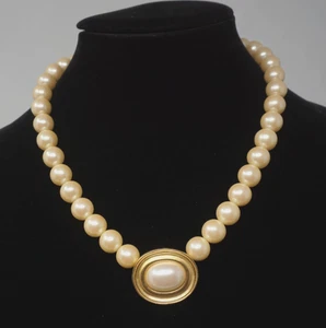 Vintage 1980er Monet klobige Kunstperlen & goldfarbene Halskette 19 Zoll - Bild 1 von 5