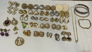 VTG Monet Gold/Silver-Tone Clip On Earrings necklace & other brands LOOK DESC - Picture 1 of 15