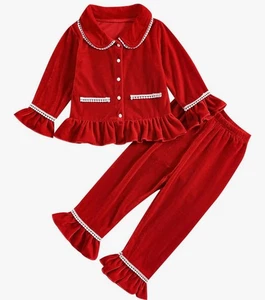 Girls Kavousa Christmas Velvet/Velour pajamas size 12-18 Months. New! - Picture 1 of 3