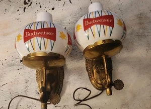 Zwei Vintage 50er-60er Budweiser Bier Wandleuchter Leuchten Original Glaskugeln - Bild 1 von 11