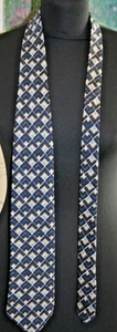 '80s NEW VINTAGE St Michael/Marks & Spencer UK Neck Tie Navy-Blue/Beige Diamonds - Picture 1 of 7