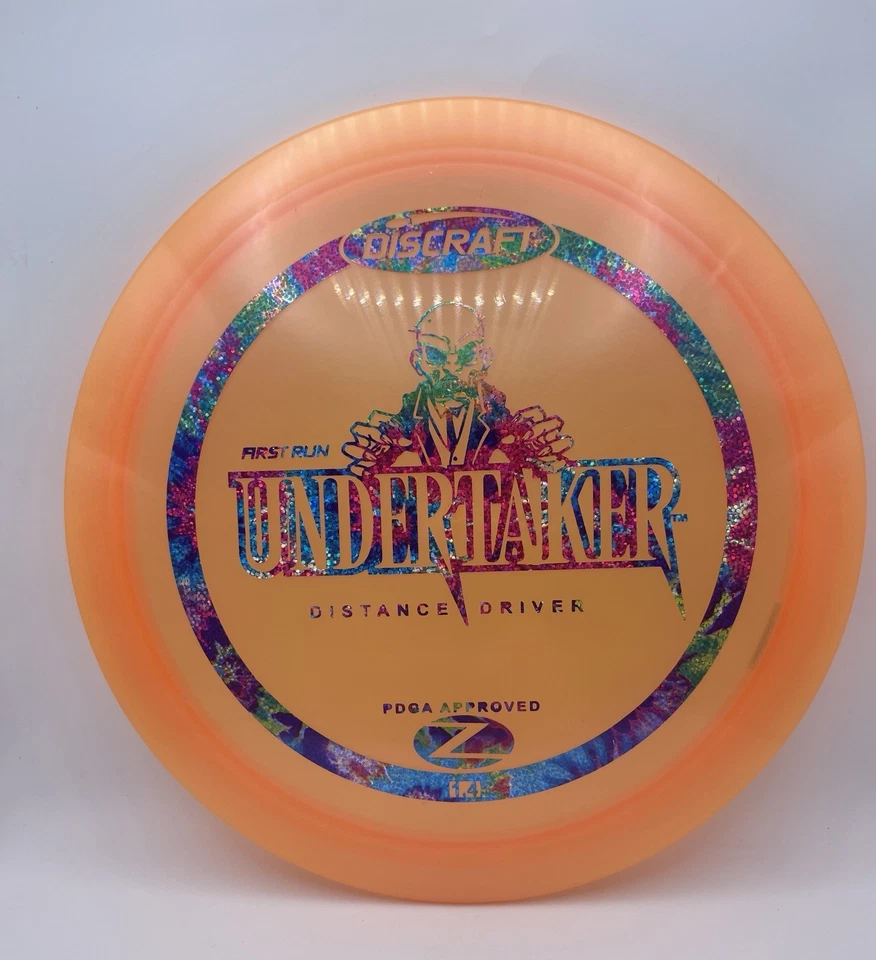 Discraft Disc Golf 1st Run Orange Z Undertaker 172g Party Time Holofoil Stamp. - Image 1 of 4