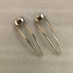 Vintage Jewelry 4” Sterling 925,  Faux Amber? DDS Italy French U Hairpins  H30 - Picture 1 of 5