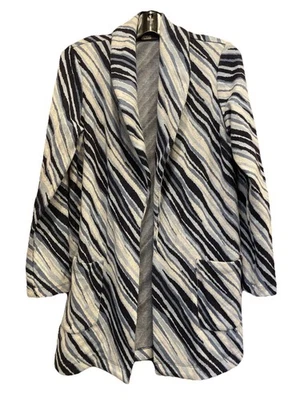 Cárdigan suéter para mujer Dennis Basso talla pequeña frente abierto manga larga azul Foto 1 de 4