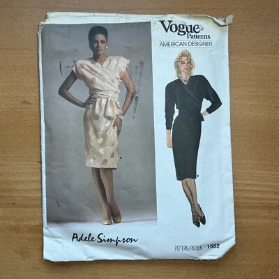 Vtg 1980’s Vogue Amer Designer A Simpson Pattern  Faux Wrap Dress Uncut Size 8 - Image 1 of 4