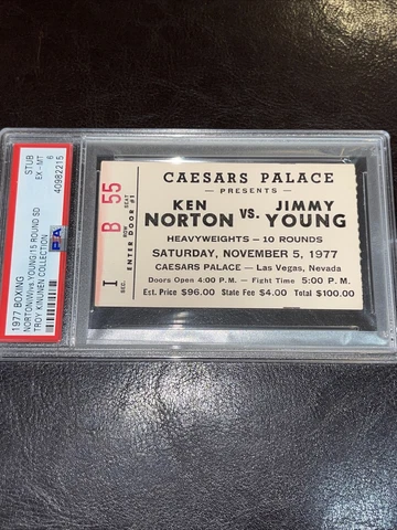 Ken Norton vs Jimmy Young November 5, 1977 Ticket Stub PSA Encapsulated Graded 6 Cover
