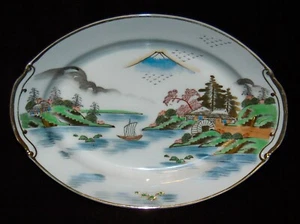 VINTAGE Porcelain KUTANI Mount Fuji 1930's Charger Hand Painted Made in Japan - Picture 1 of 5