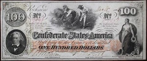 1862 $100 Confederate States Of America Currency STAMPED T41 CR318A R.4 P75 - Picture 1 of 2