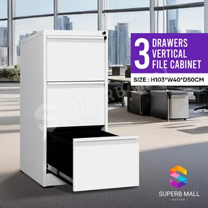 3 Drawer Office File Cabinet Steel Storage Furniture Organiser Locking Unit - Picture 1 of 9