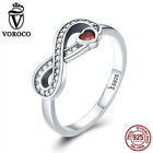 VOROCO 925 Sterling Silver Infinite Rings with Red Heart AAA CZ 3 size For Girls