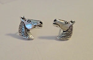 Sterling Silver Small 13x15mm Pony Horse Head Studs Posts Earrings - Foto 1 di 3