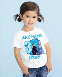 Personalised Birthday Frozen T shirt Olaf , Elsa , Anna Any Name Any Number Gift - Picture 1 of 2