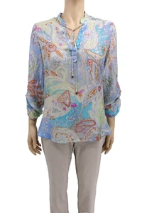 Blusa floral de seda 100 % manga 3/4 turquesa para mujer Massimo Dutti talla 6/UE 36 - Imagen 1 de 5