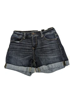 Time and Tru Womens Jeans Shorts Size 4 Mid-Rise Dark Wash Lightly Distressed - Picture 1 of 10
