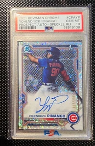 YOHENDRICK PINANGO 2021 BOWMAN CHROME SPECKLE REFRACTOR AUTO RC /299 PSA 10 - Picture 1 of 2