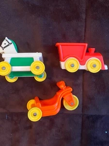 Vintage Fisher Price Little People Nursery Accessories Horse Train Tricycle - Picture 1 of 8