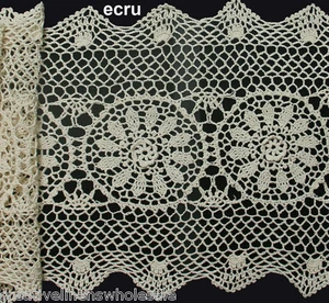 Creative Linens 14x54" Beige Cotton Crochet Lace Table Runner Dresser Scarf - Picture 1 of 2