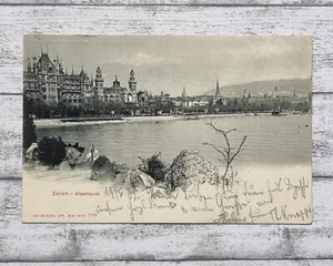 AK Zürich Alpenquai Häuser Architektur Reise Urlaub Vintage Postkarte alt Deko - Picture 1 of 2