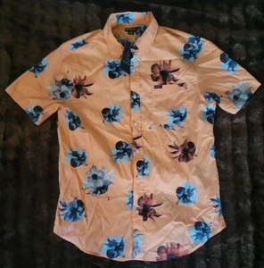 MATIX Mens LARGE Orange Blue Tropical Hawaiian Short Sleeve Button-Up Shirt NWT - Picture 1 of 5