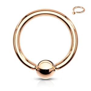 1 Rose Gold Plated Steel CBR Captive Ring Ear Nose Eyebrow Lip 14g 16g 18g #GRR - Picture 1 of 1
