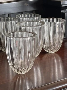 6 VTG Art Deco Clear Ribbed Glass Optic Ceiling Light Wall Sconces Globe Shades - Picture 1 of 21