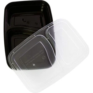 Wiederverwendbare 32 Unzen Mahlzeit Vorbereitung Behälter 2 Fächer mit Deckel 40er Pack, Boden & Deckel - Bild 1 von 8