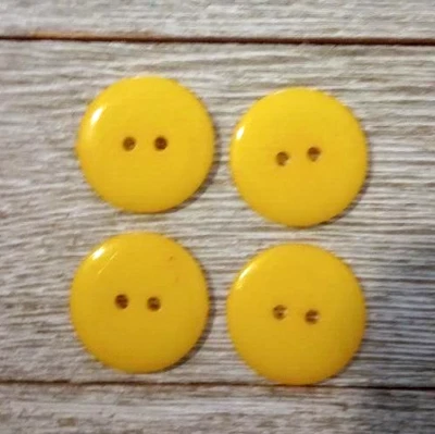 4 Yellow Sewing Buttons Crafting Flat Resin 2 Hole 3/4"  20mm  - Image 1 of 2