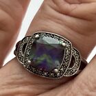 Sterling Silver Mystic Topaz Clear Stone Ring Size 9.5 4.5 Grams Syboll