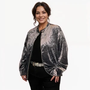 ROCKTHOSECURVES WOMENS JACKET PARTY VELVET ZIP UP BOMBER EVENING STYLE PLUS SIZE - Picture 1 of 35