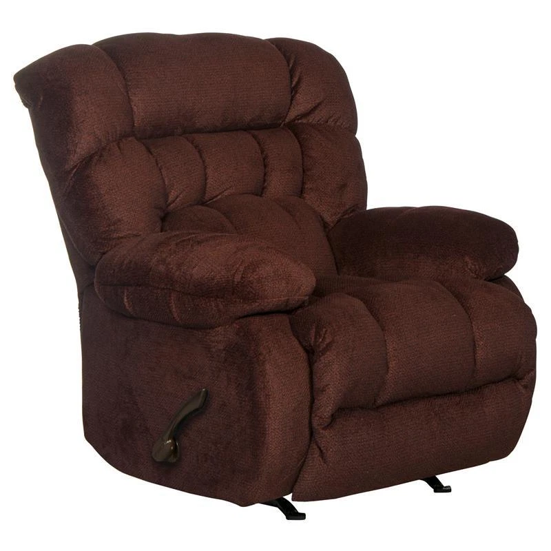 Johnson Chaise Rocker Recliner in Cranberry Red Polyester Fabric - Image 1 of 4
