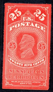 US 1865 NEWSPAPER STAMP SCOTT #PR3 ABRAHAM LINCOLN BY THE NATIONAL BANK NOTE CO. - Picture 1 of 2