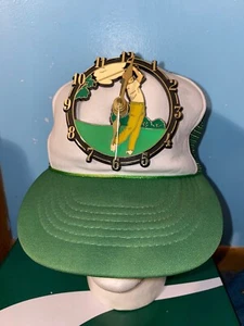 Vintage Golf Mütze mit Uhr T-OFF TIME bemalt Trucker Snapback Mütze Cap - Bild 1 von 5