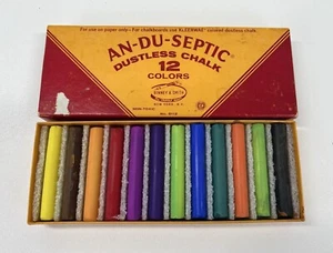 Vintage AN-DU-SEPTIC Binney and Smith Dustless Chalk 12 Colors - Picture 1 of 3